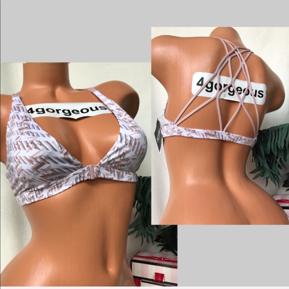 VICTORIA SECRET XS M TRIANGLE TINY PLUNGE PADDED STRAPPY SPORT BRA